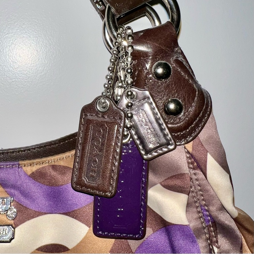 Coach Purple and Brown Patterned Hobo Bag & Wallet - Picture 4 of 11